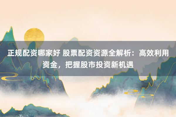 正规配资哪家好 股票配资资源全解析：高效利用资金，把握股市投资新机遇