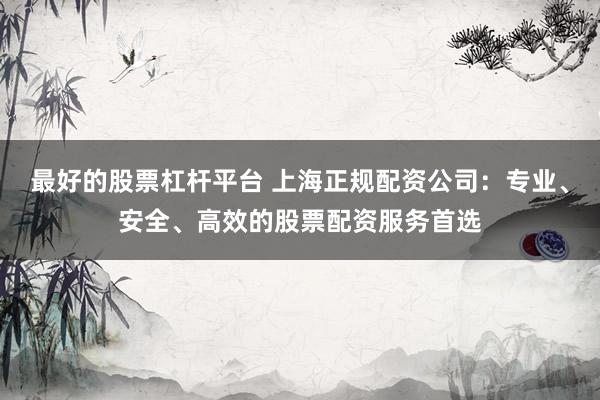 最好的股票杠杆平台 上海正规配资公司：专业、安全、高效的股票配资服务首选